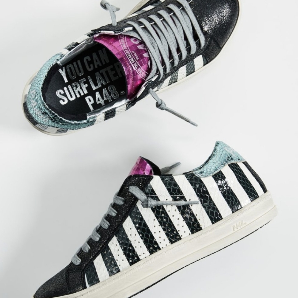 P448 John Low Top Striped Sneakers Shoes S…